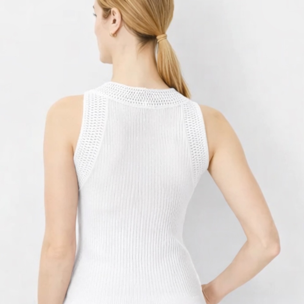 NWT Ann Taylor Women’s Crochet Trimmed Sweater Shell, Size Large, White - Picture 2 of 7